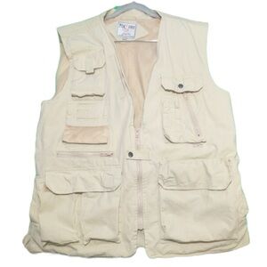 Foxfire Sporting Utility Cargo Pocket Vest Beige Size XL Fishing Hiking Shooting